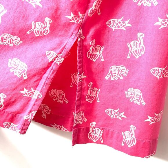 J.Jill lightweight pink & white elephant fish camel fun print notch neck tunic - Picture 9 of 11